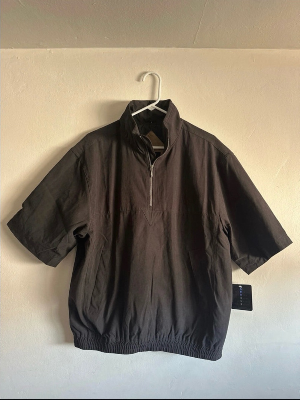 Men's Short-Sleeve Quarter-Zip Shirt Jacket - Black